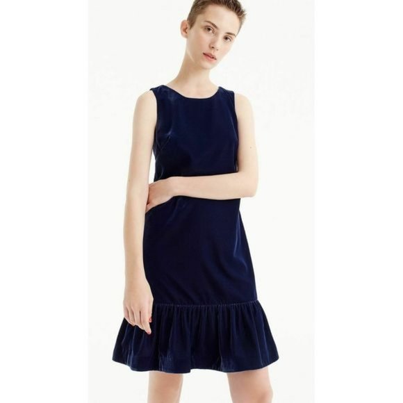 j crew blue velvet dress